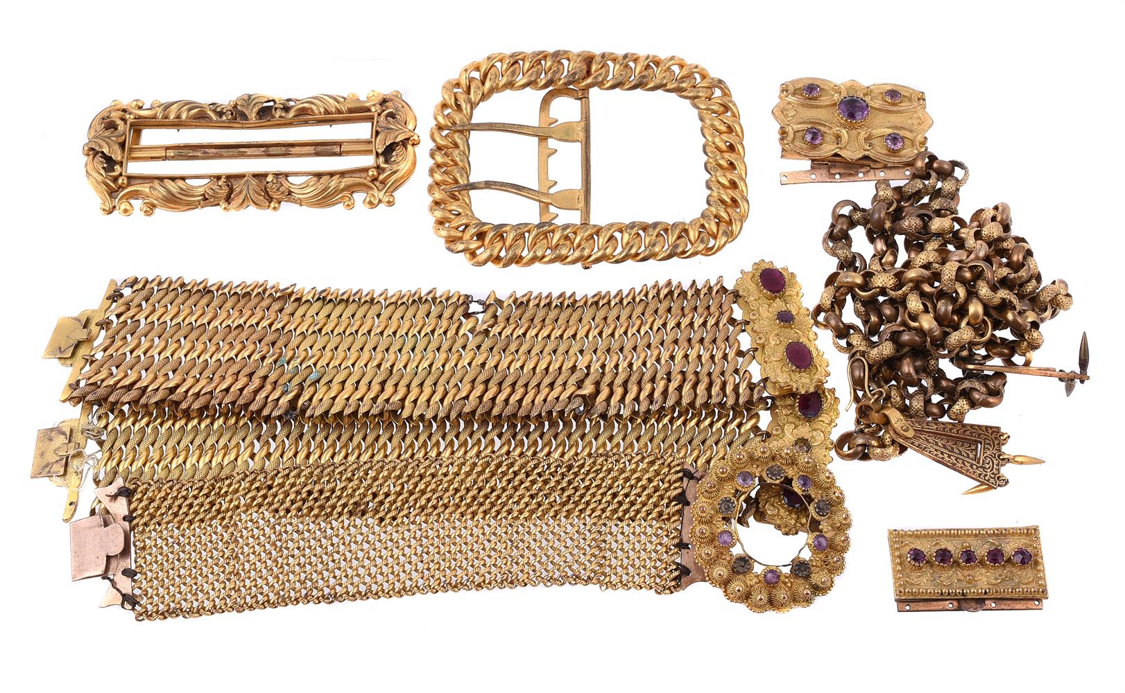 A collection of gilt metal jewellery from the first half of the 19th century