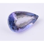 † An unmounted pear shaped tanzanite