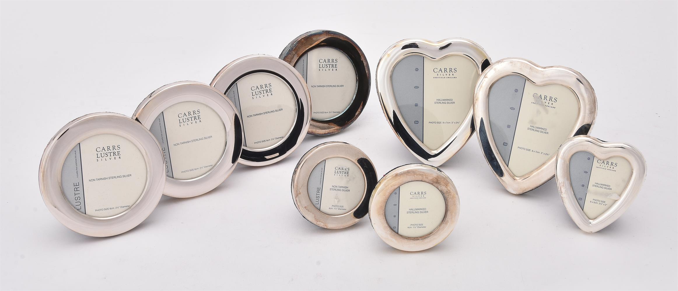 Six silver mounted circular photo frames by Carr's of Sheffield Ltd.