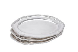 A set of three electro-plated shaped oval trays