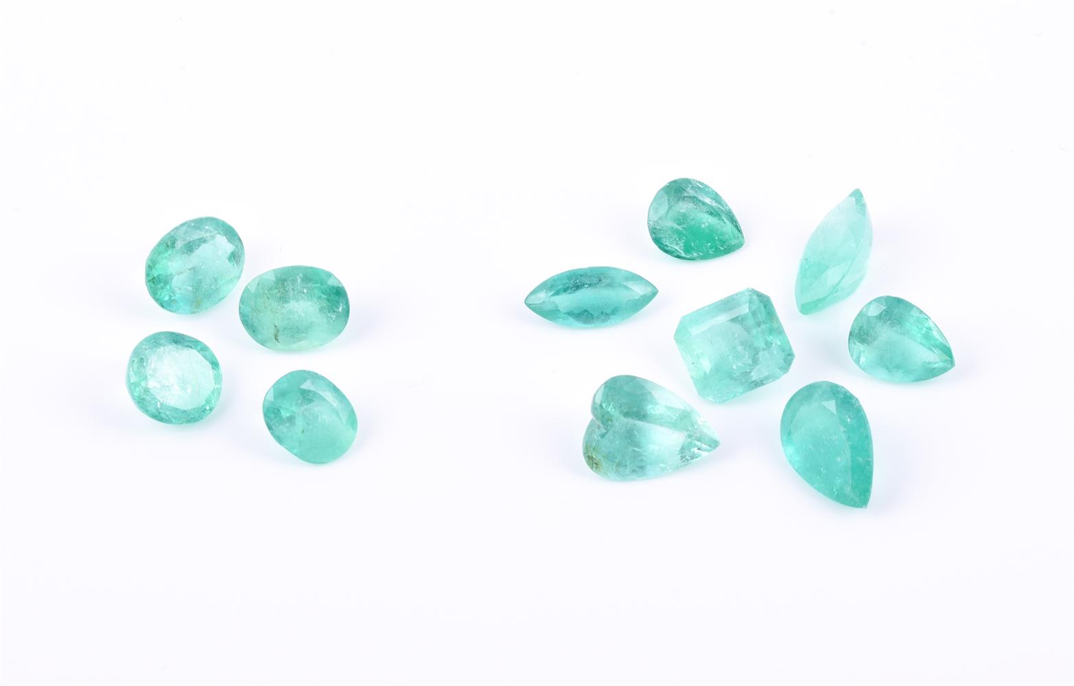 † A parcel of vari cut emeralds