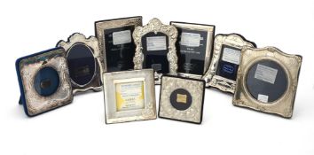 Nine silver mounted photo frames