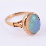A 9 carat gold opal dress ring
