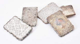 A Victorian silver shaped rectangular card case by Hilliard & Thomason