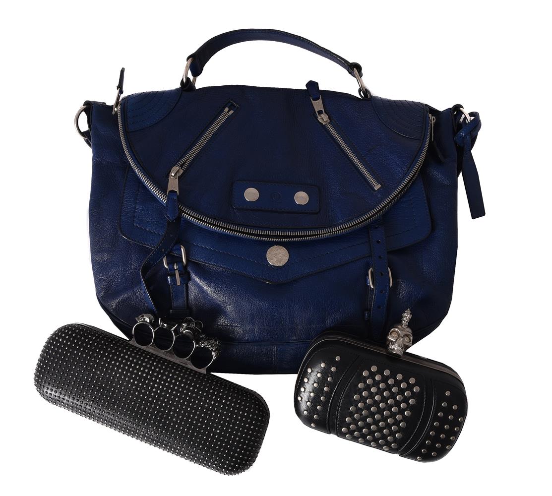 Alexander McQueen, a blue leather handbag