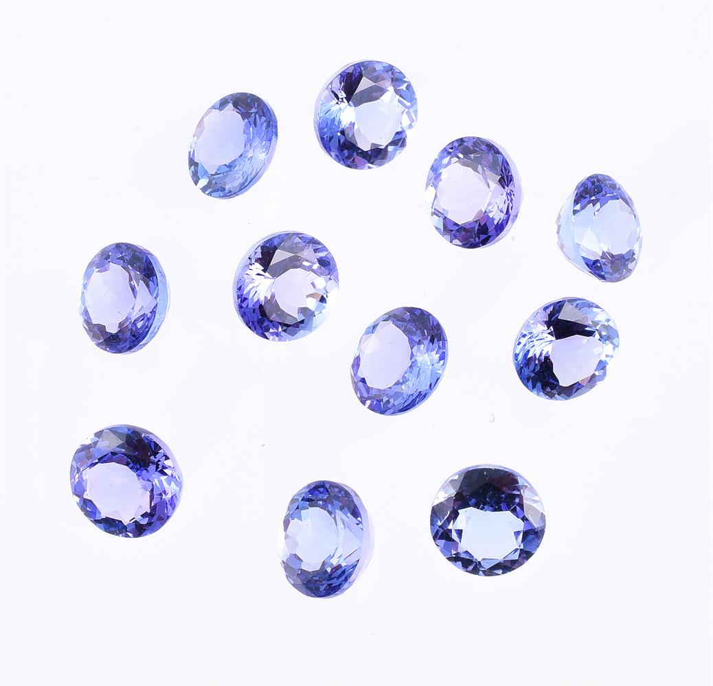 † Eleven unmounted circular cut tanzanite