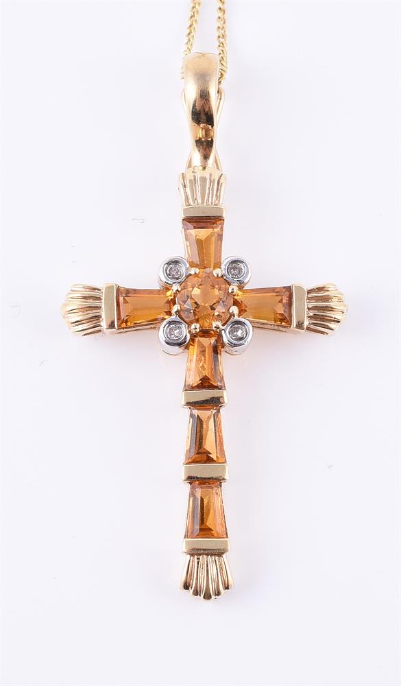 A citrine and diamond cross