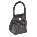 Y Lalique, a black/brown crocodile handbag