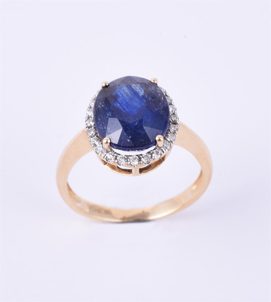 A diamond and synthetic sapphire dress ring - Image 2 of 2