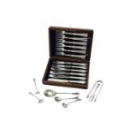 A cased set of six electroplated fish knives and forks