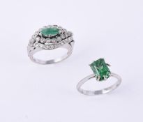 A Portuguese emerald and diamond dress ring