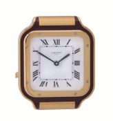 Cartier, Ref. 7508, a brass and brown lacquer desk alarm clock