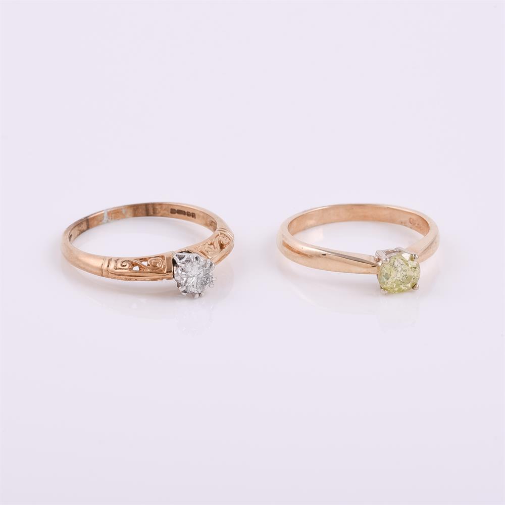 Two single stone diamond rings