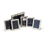 Six silver mounted rectangular photo frames
