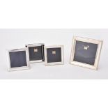 Four silver mounted square photo frames