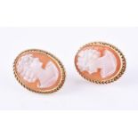A pair of shell cameo earrings