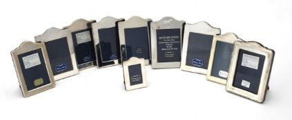 Ten silver mounted shaped rectangular photo frames