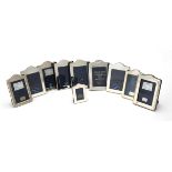 Ten silver mounted shaped rectangular photo frames