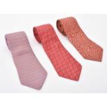 Hermes, three silk ties