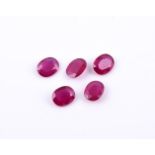 † Five oval cut synthetic rubies