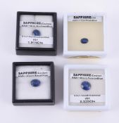 † A group of four unmounted oval cut sapphires