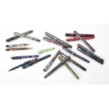 A collection of vintage marbled fountain pens