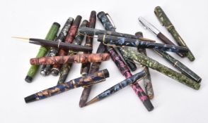A collection of vintage marbled fountain pens