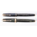 Parker, Vacumatic, Maxima, a blue diamond emerald pearl fountain pen