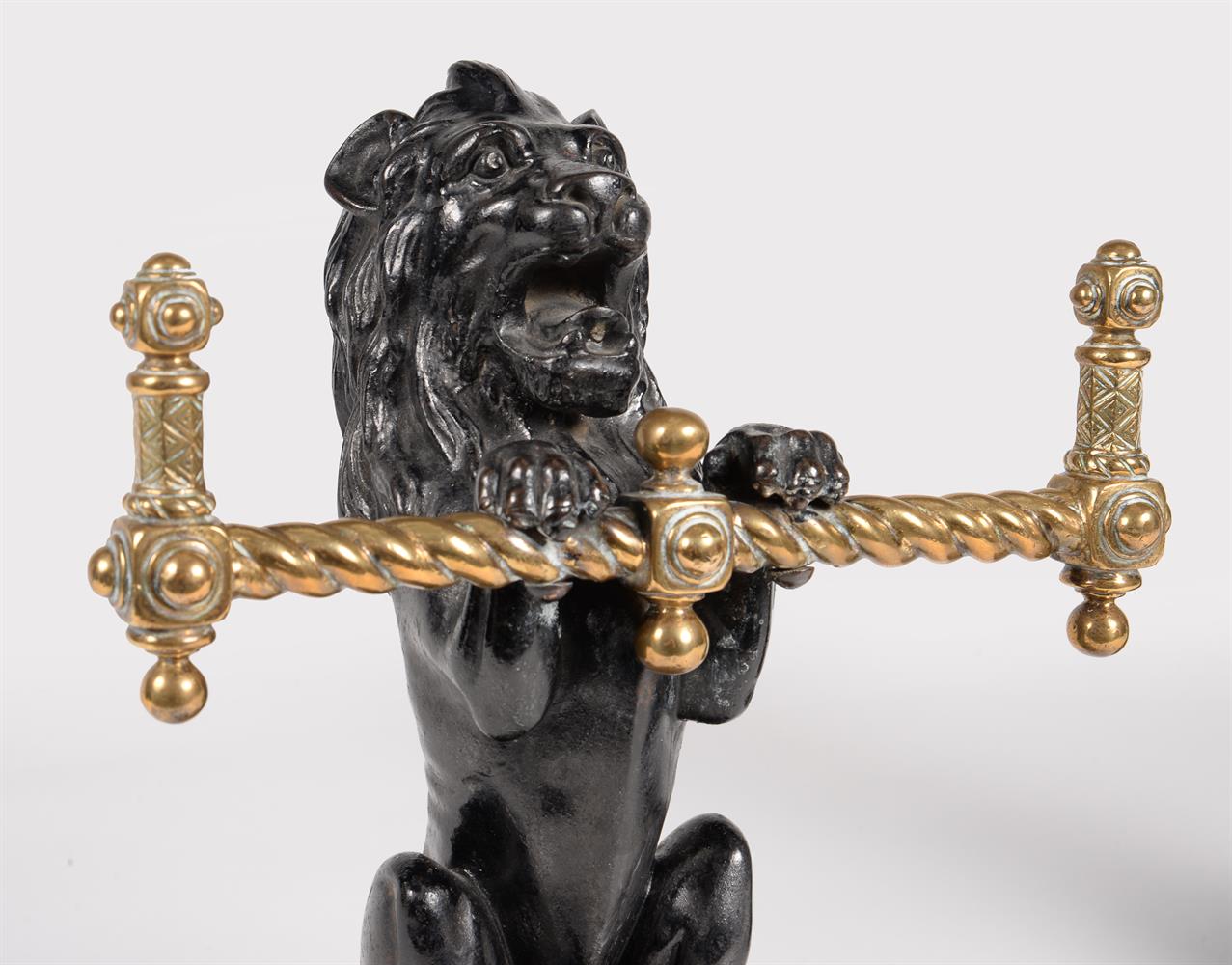 A pair of Victorian cast iron and brass fire dogs - Image 2 of 4