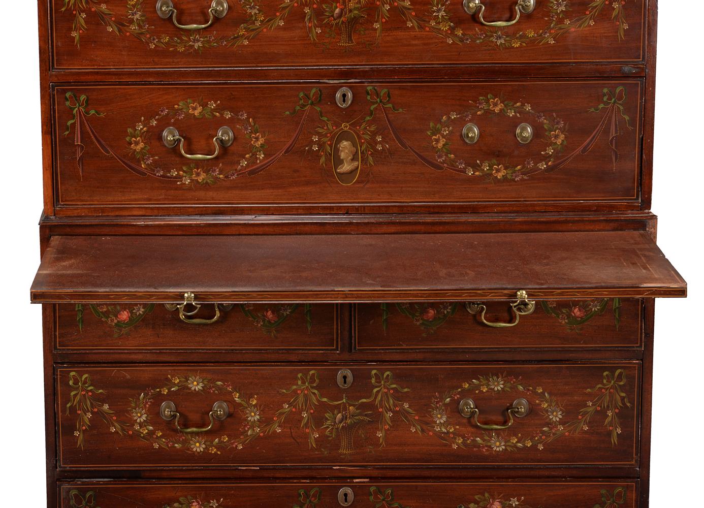 A George III mahogany chest on chest later painted - Image 2 of 5