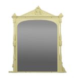 A Victorian cream painted overmantel wall mirror