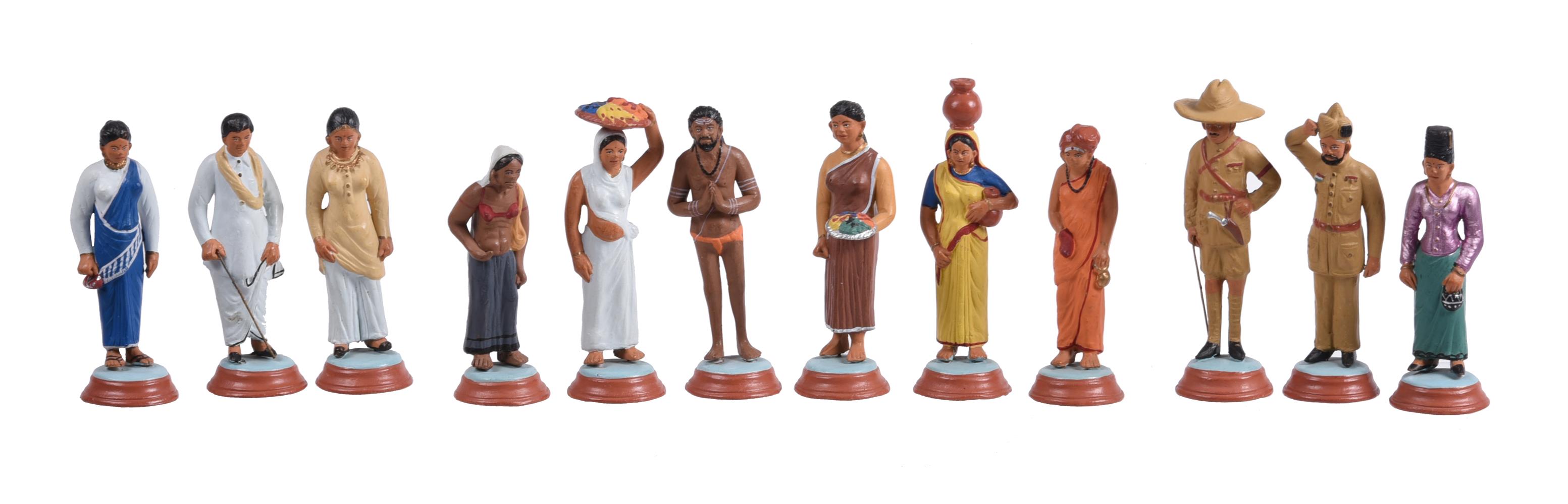 A group of 36 painted plaster figures depicting the Indian social classes or castes - Image 3 of 4