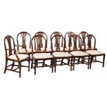 A set of ten mahogany dining chairs in George III style