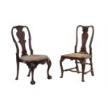 An Irish red walnut George II side chair