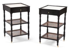 A pair of ebonised bedside tables in early 19th century Anglo-Indian style