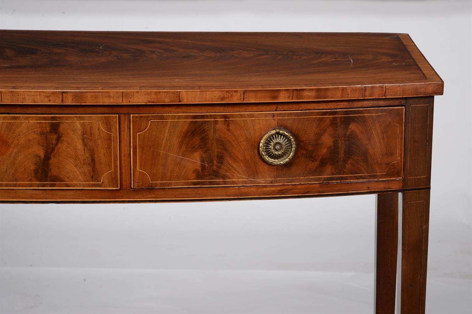 A George III mahogany and satinwood banded side table or serving table - Image 2 of 2