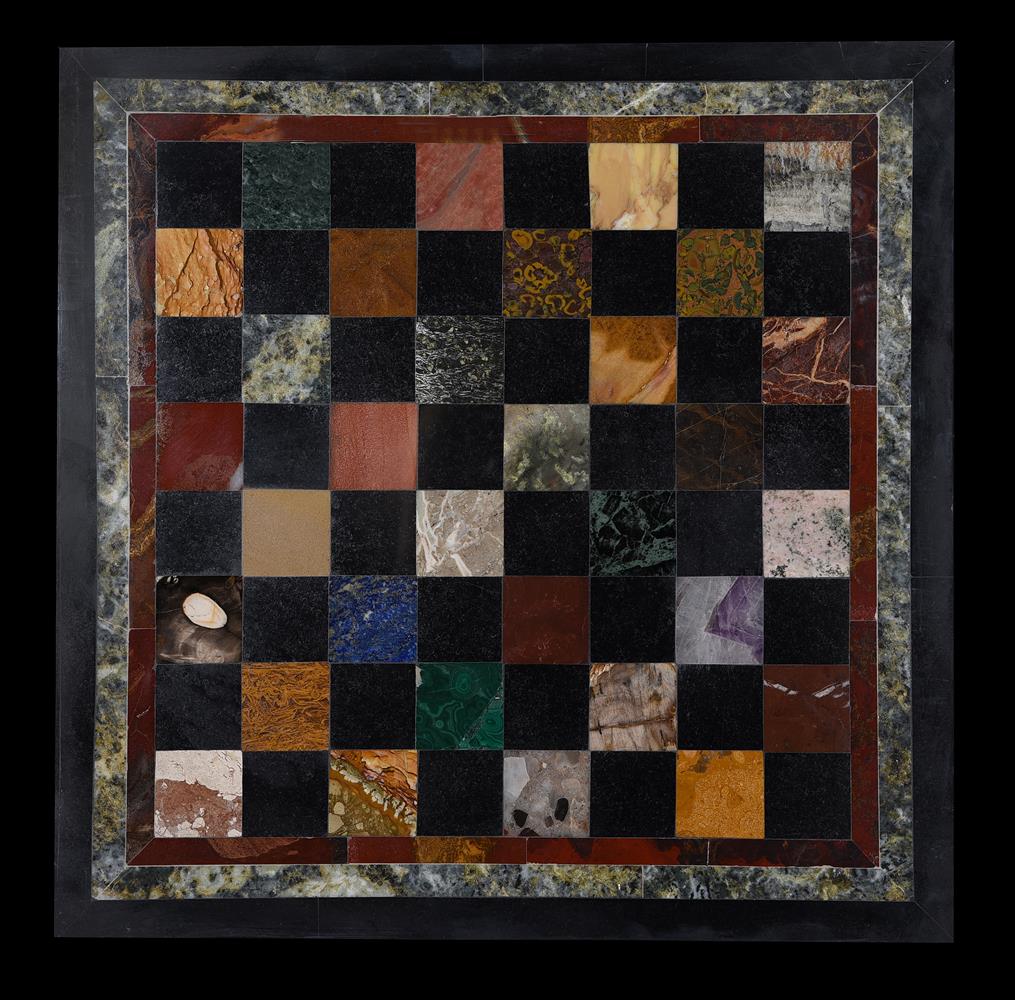 A black slate specimen marble inlaid table top