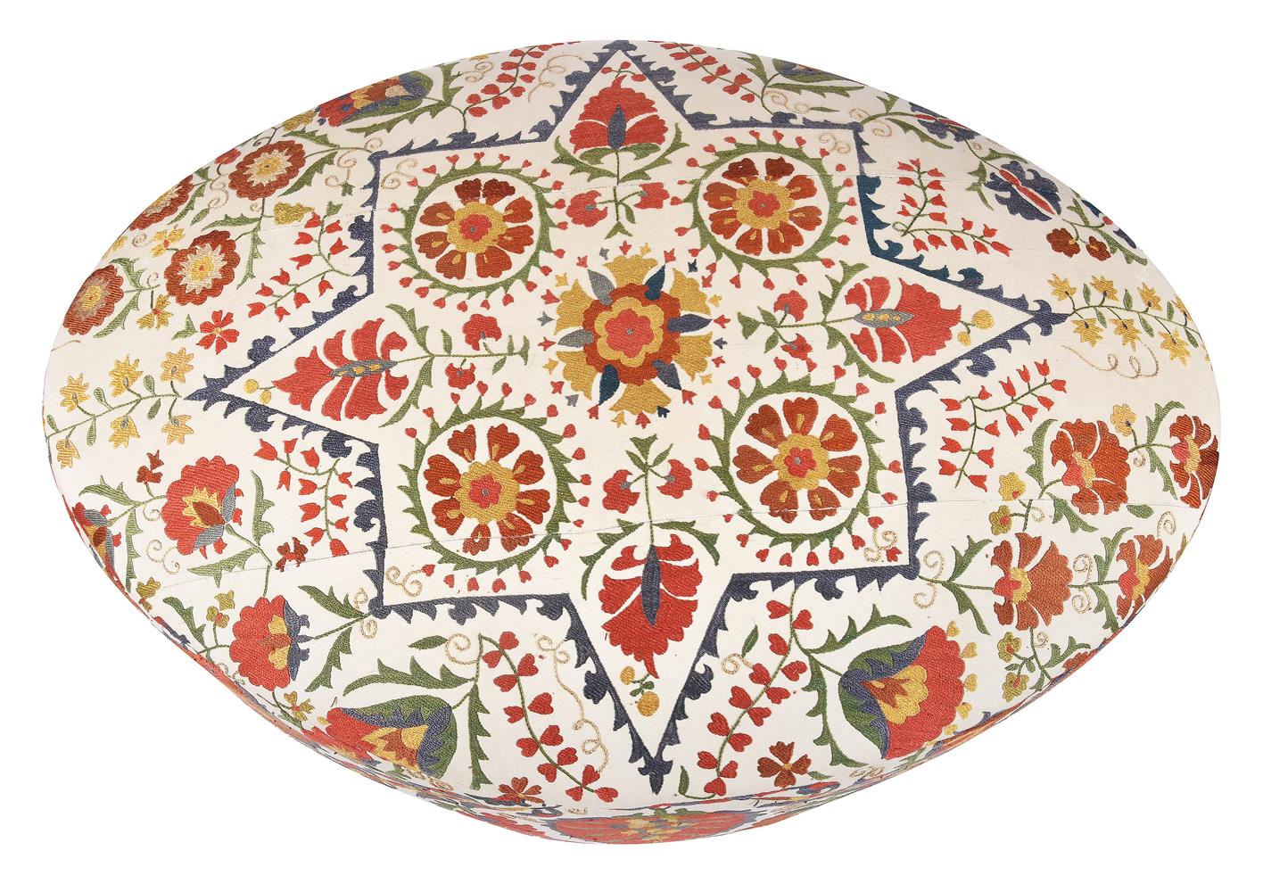 An oval Susani upholstered centre stool - Image 2 of 2