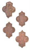 Four French medieval terracotta tiles