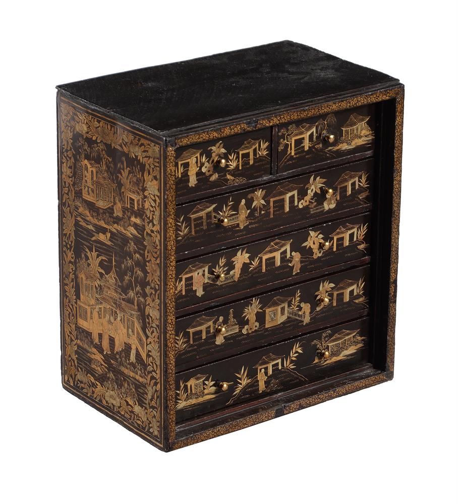 A black lacquer and parcel gilt collectors cabinet - Image 2 of 7