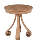 A burr ash circular occasional table in 19th century style