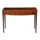 A George III mahogany and satinwood banded side table or serving table