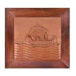 A set of five nautical Indian carved teak and hardwood wall panels