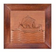 A set of five nautical Indian carved teak and hardwood wall panels