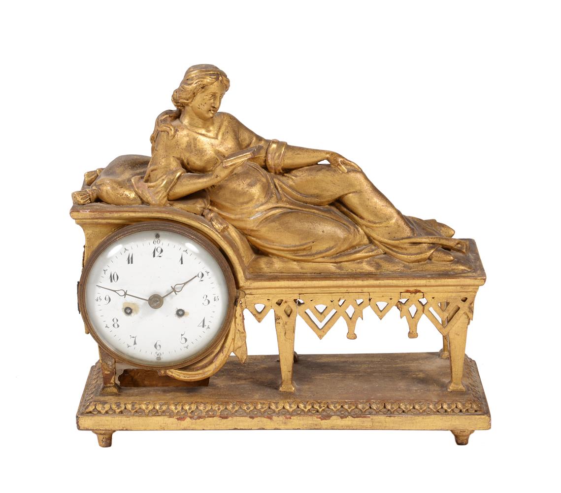 A Continental giltwood mantel clock