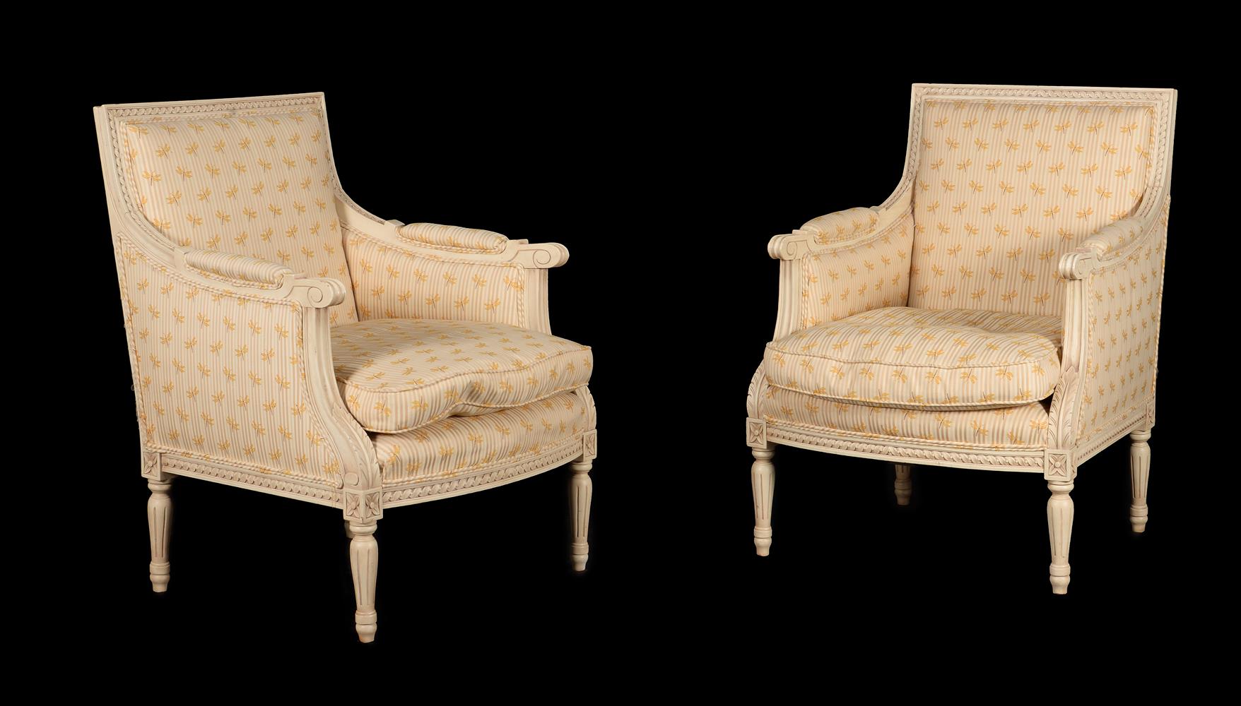 A harlequin suite of cream painted and upholstered seat furniture - Image 3 of 5