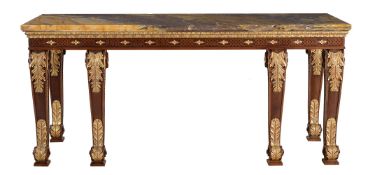 A mahogany and parcel gilt console table in George III style