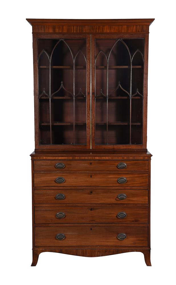 A George III mahogany secretaire bookcase