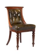 A George IV mahogany and leather upholstered side chair