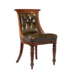 A George IV mahogany and leather upholstered side chair
